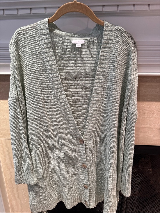 J. Jill Sweaters - J. Jill Sage Green Open-Knit Button Cardigan